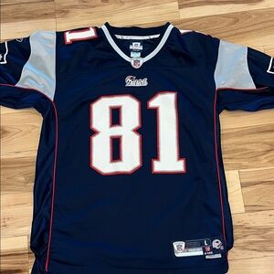 Patriots Navy and Silver Men's Jersey Randy Moss.
